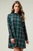 Sweet Beyond Long Sleeve Plaid Mini Dress sold by Sugarlips