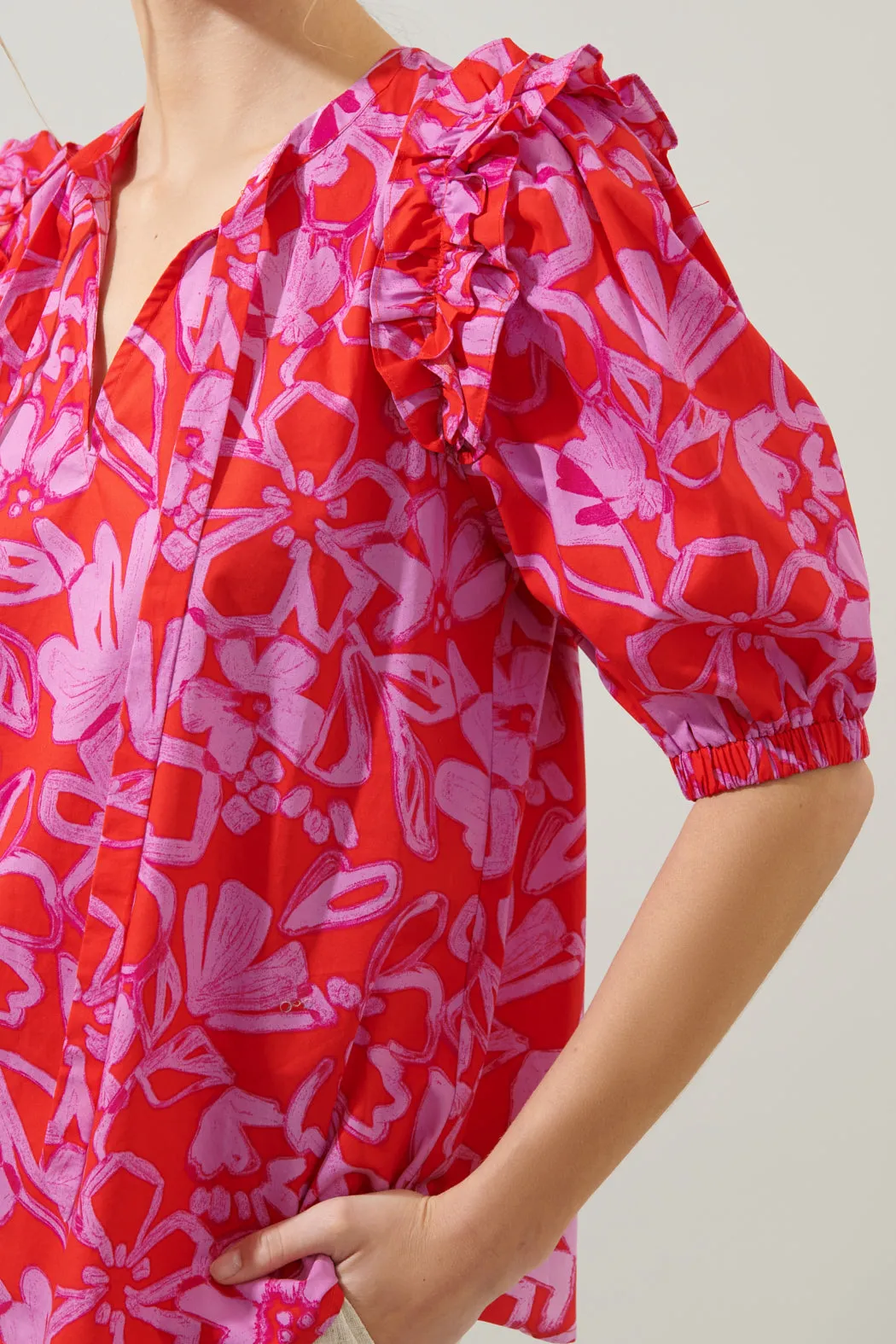 Marida Garnet Floral Noche Tie Neck Blouse sold by Sugarlips product image thumbnail 5