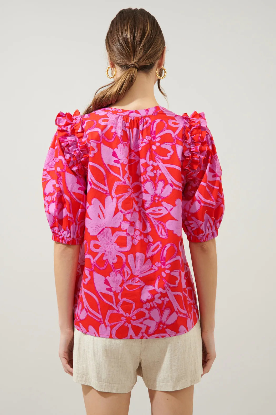 Marida Garnet Floral Noche Tie Neck Blouse sold by Sugarlips product image thumbnail 2