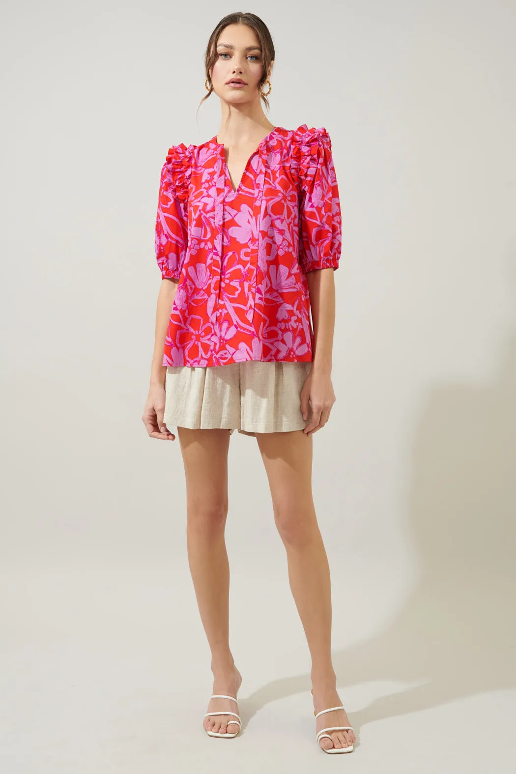 Marida Garnet Floral Noche Tie Neck Blouse sold by Sugarlips product image thumbnail 4