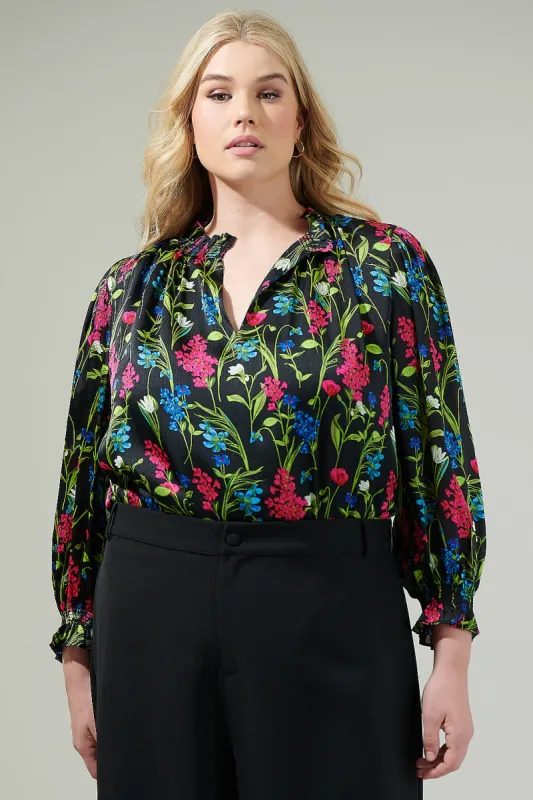 Madeline Groover Split Neck Blouse Curve sold by Sugarlips