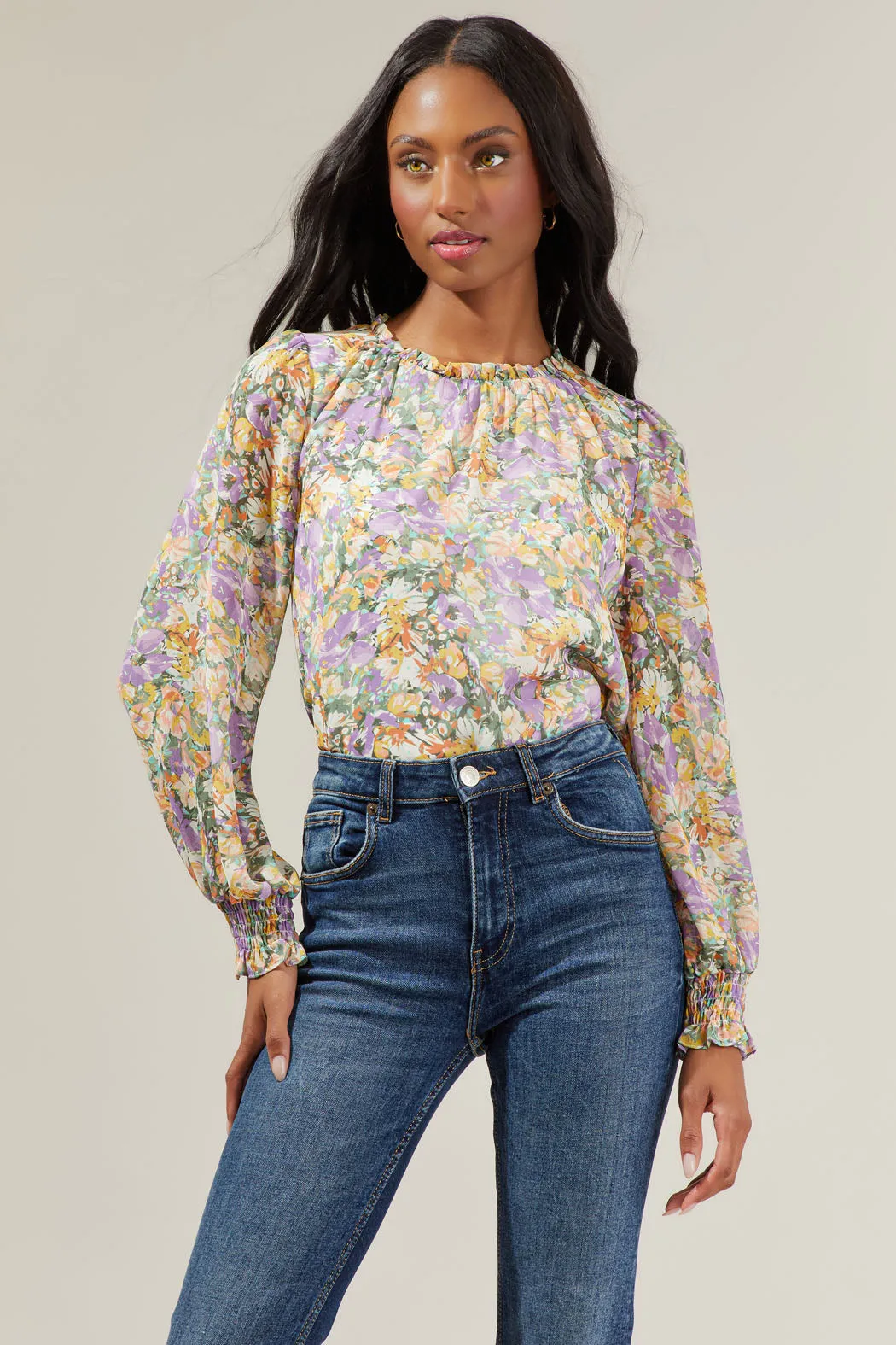Liane Floral Long Sleeve Blouse sold by Sugarlips