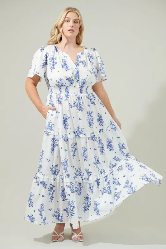 Bestia Floral Palmer Poplin Tiered Maxi Dress Curve sold by Sugarlips