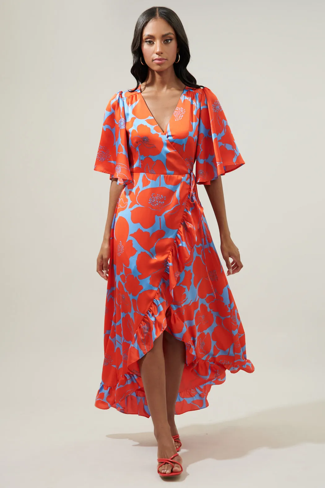 Poppy Floral Abelia Hi-Low Maxi Dress sold by Sugarlips product image thumbnail 2