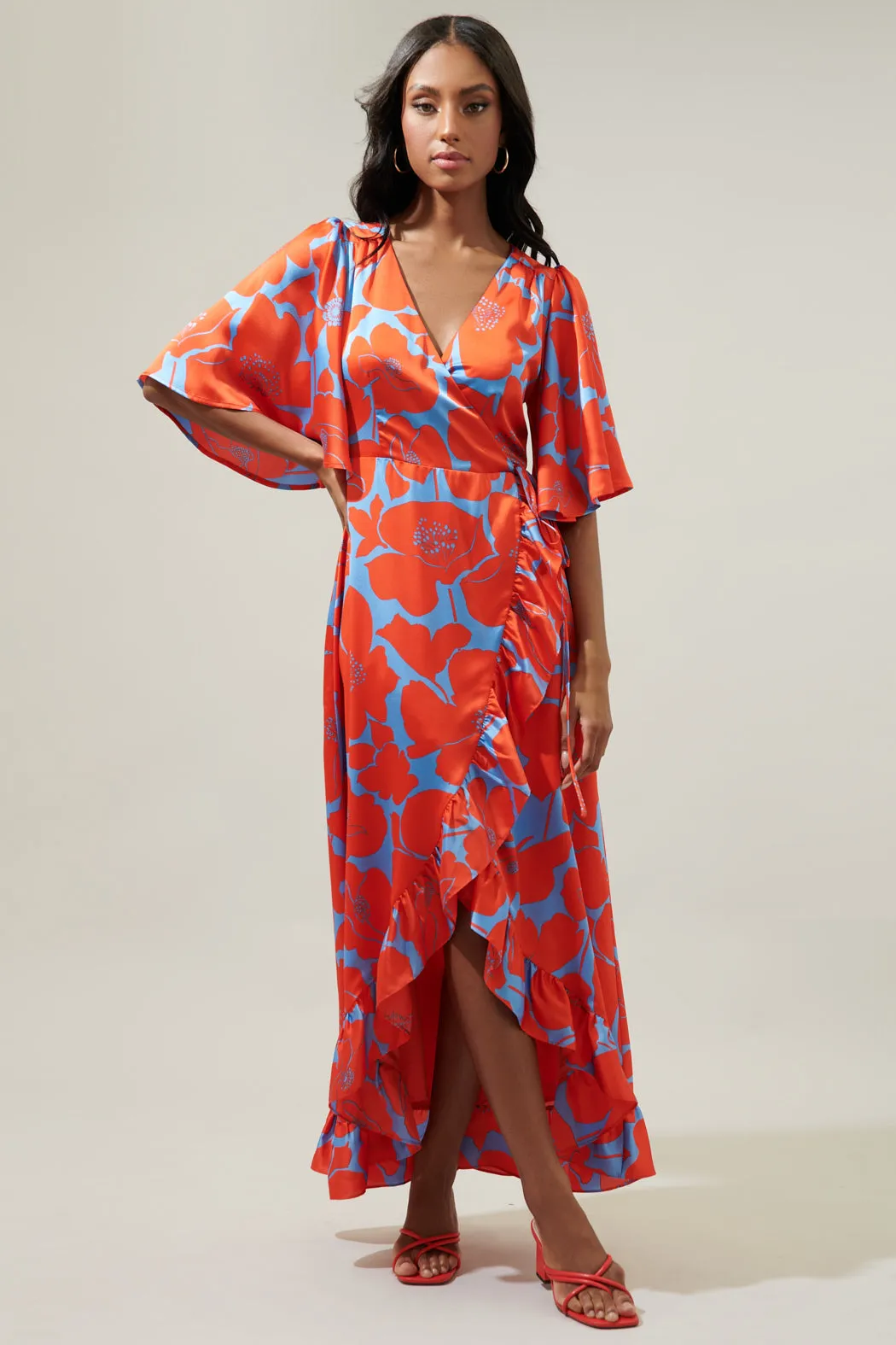 Poppy Floral Abelia Hi-Low Maxi Dress sold by Sugarlips product image thumbnail 5
