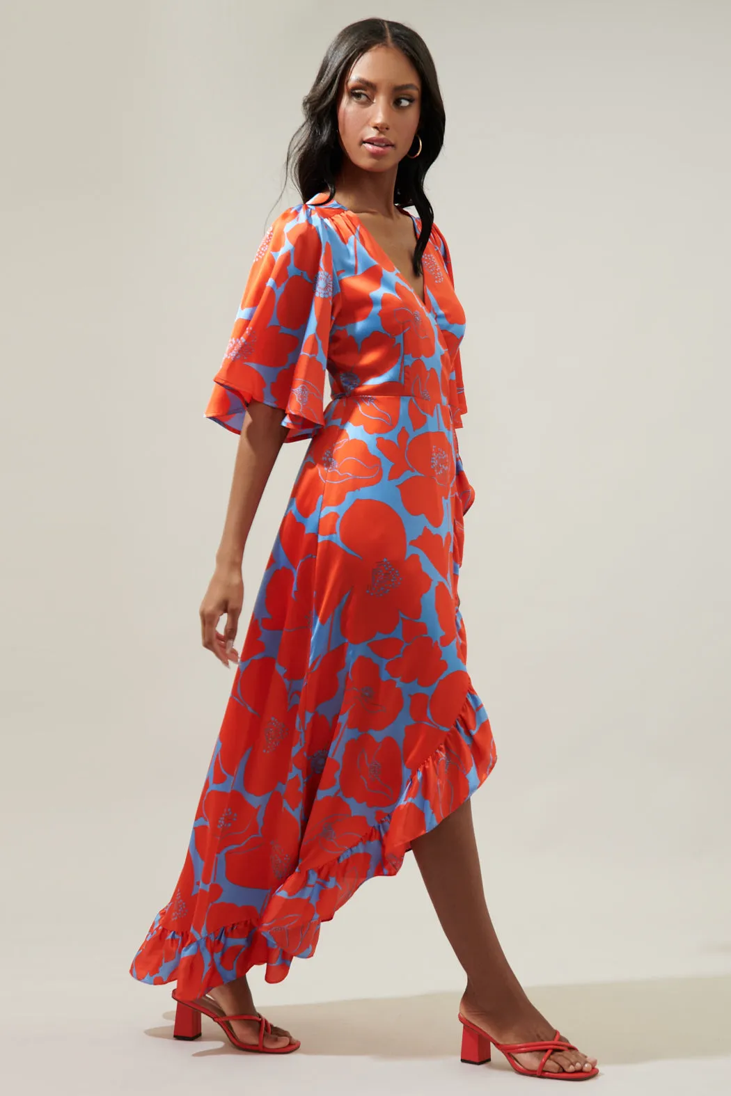 Poppy Floral Abelia Hi-Low Maxi Dress sold by Sugarlips product image thumbnail 4