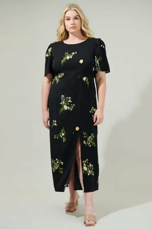 Jenna Floral Midi Dress Curve sold by Sugarlips