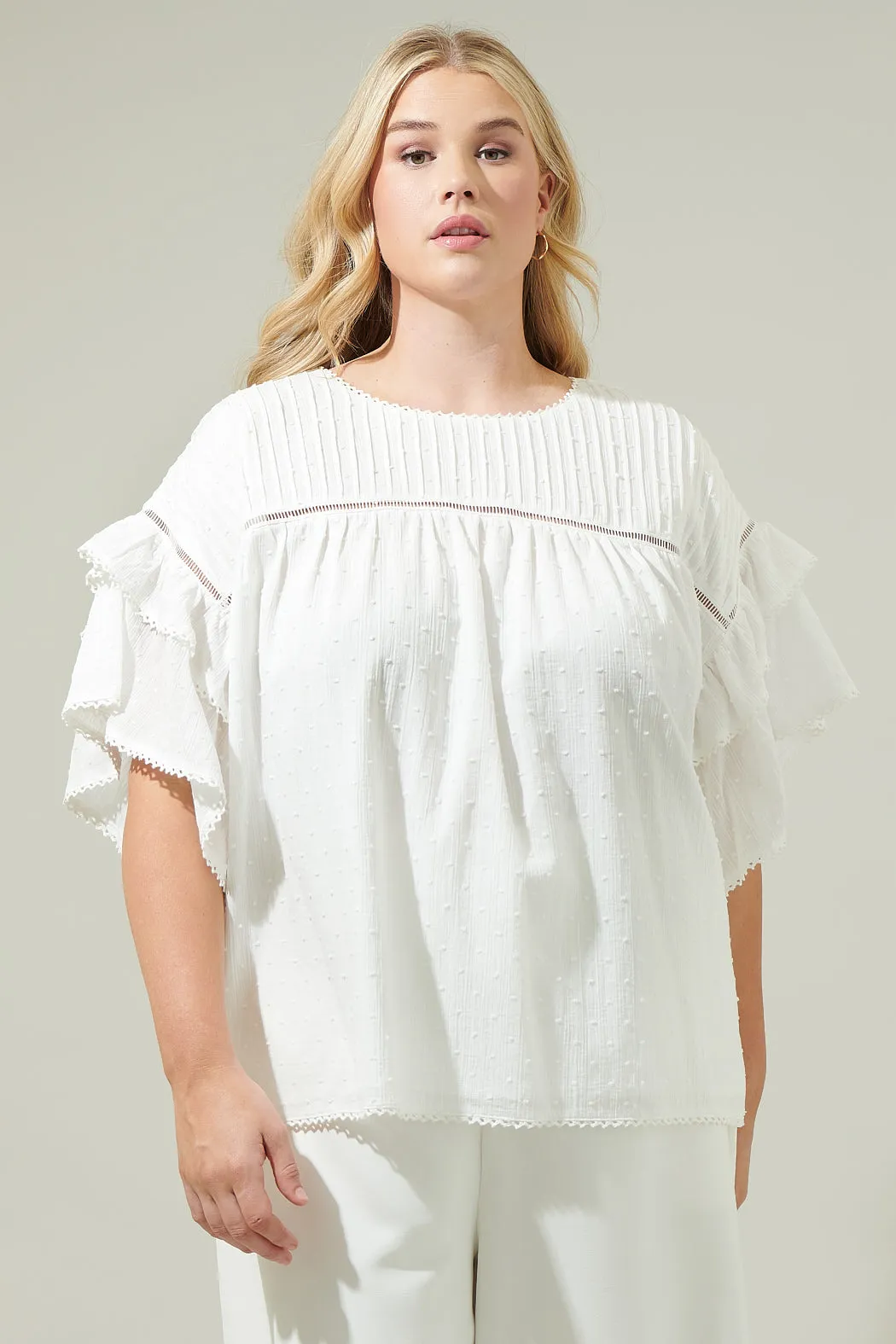 Leah Lace Ruffle Blouse Curve sold by Sugarlips product image thumbnail 3