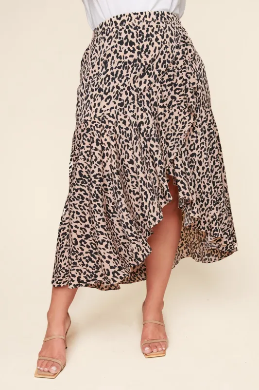 Saturated Love High-Low Leopard Print Midi Skirt Curve sold by Sugarlips