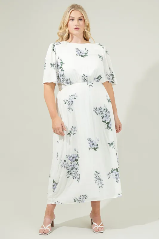Porto Floral Smocked Midi Dress Curve sold by Sugarlips