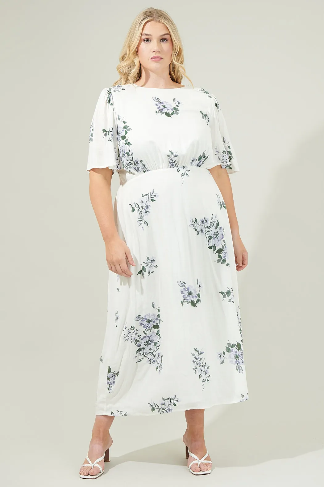 Porto Floral Smocked Midi Dress Curve sold by Sugarlips