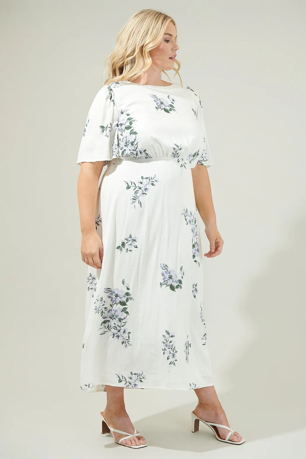 Porto Floral Smocked Midi Dress Curve sold by Sugarlips product image thumbnail 3