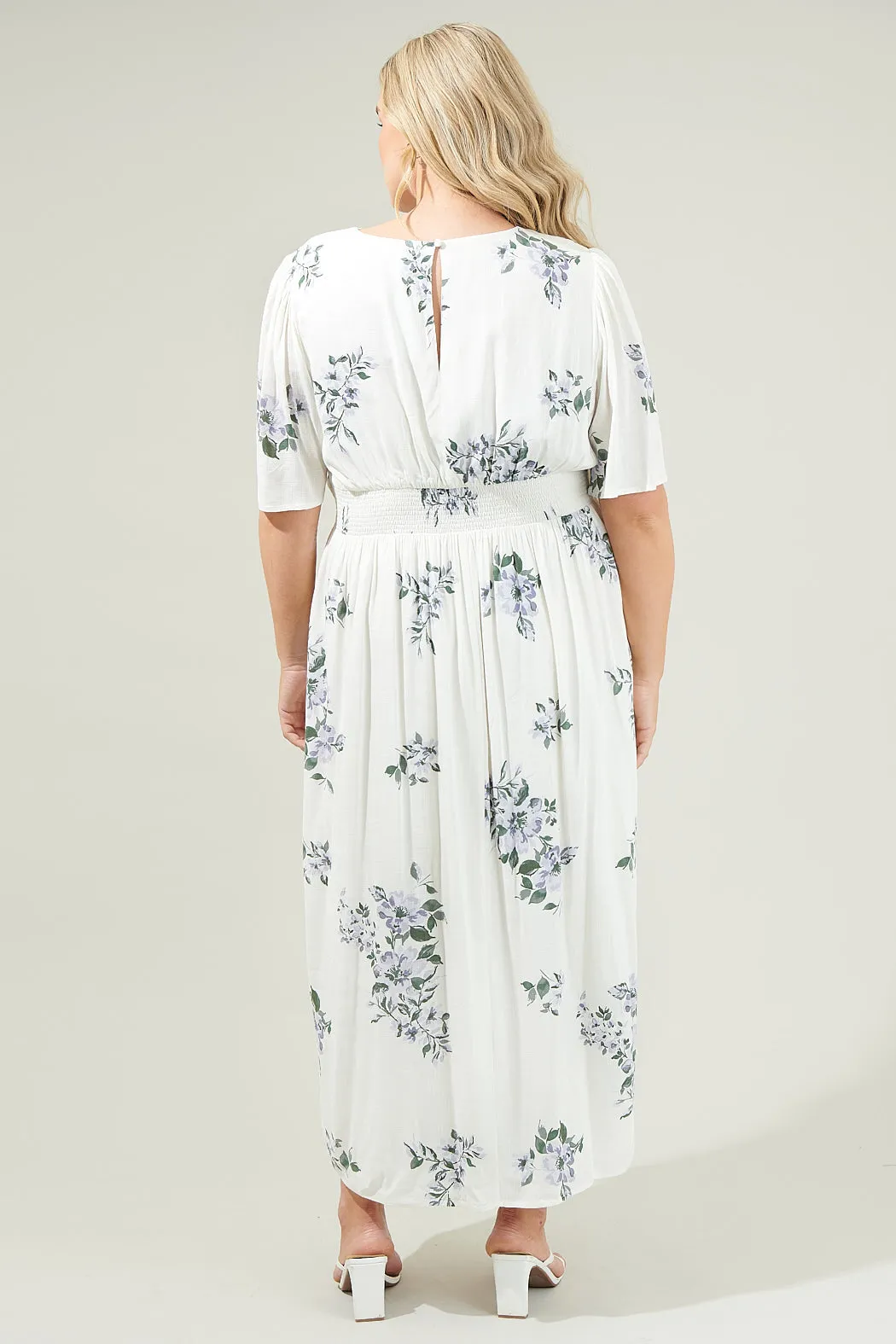 Porto Floral Smocked Midi Dress Curve sold by Sugarlips product image thumbnail 2