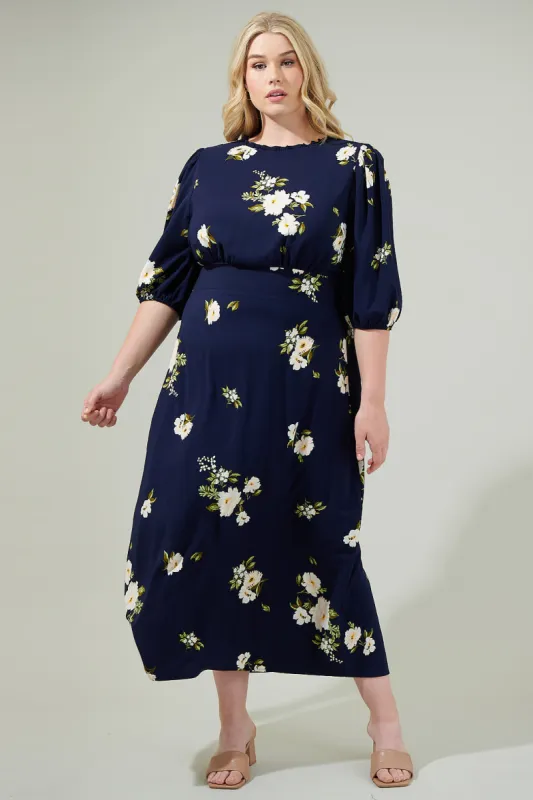 Arlene Floral Smocked Midi Dress Curve sold by Sugarlips