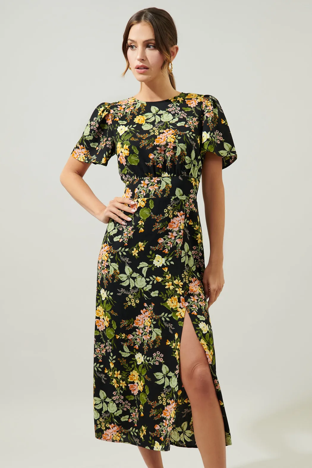 Night Bloom Floral Midi Dress sold by Sugarlips product image thumbnail 2