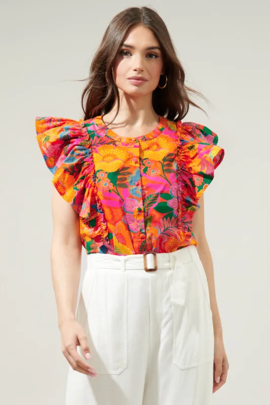Idalia Floral Vance Button Front Blouse sold by Sugarlips