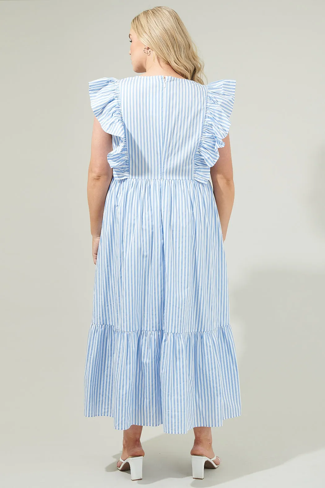 Striped Fairness Poplin Surplice Midi Dress Curve sold by Sugarlips product image thumbnail 2
