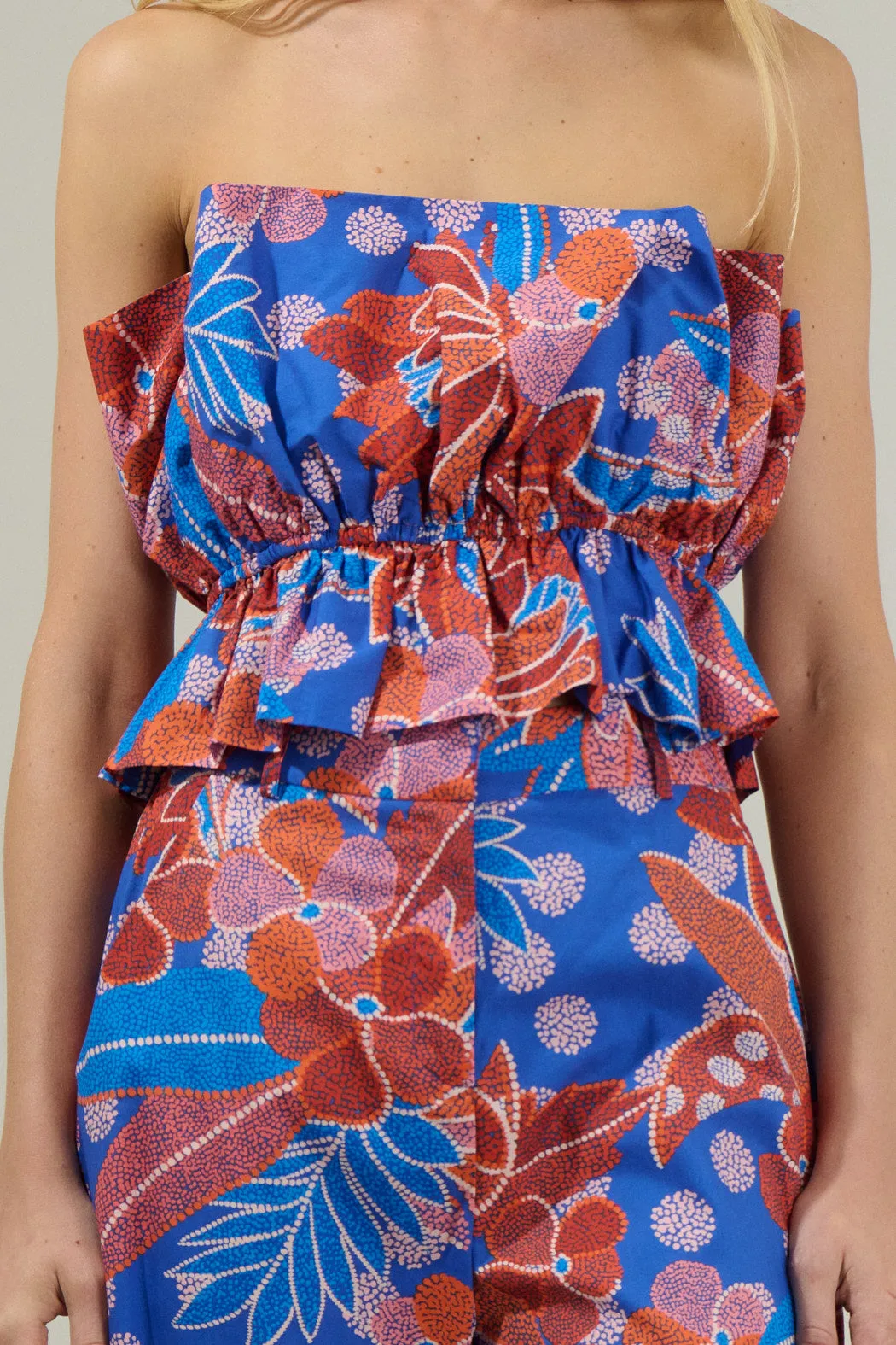 Amazonia Blue Floral Ruffle Tank Top sold by Sugarlips product image thumbnail 5