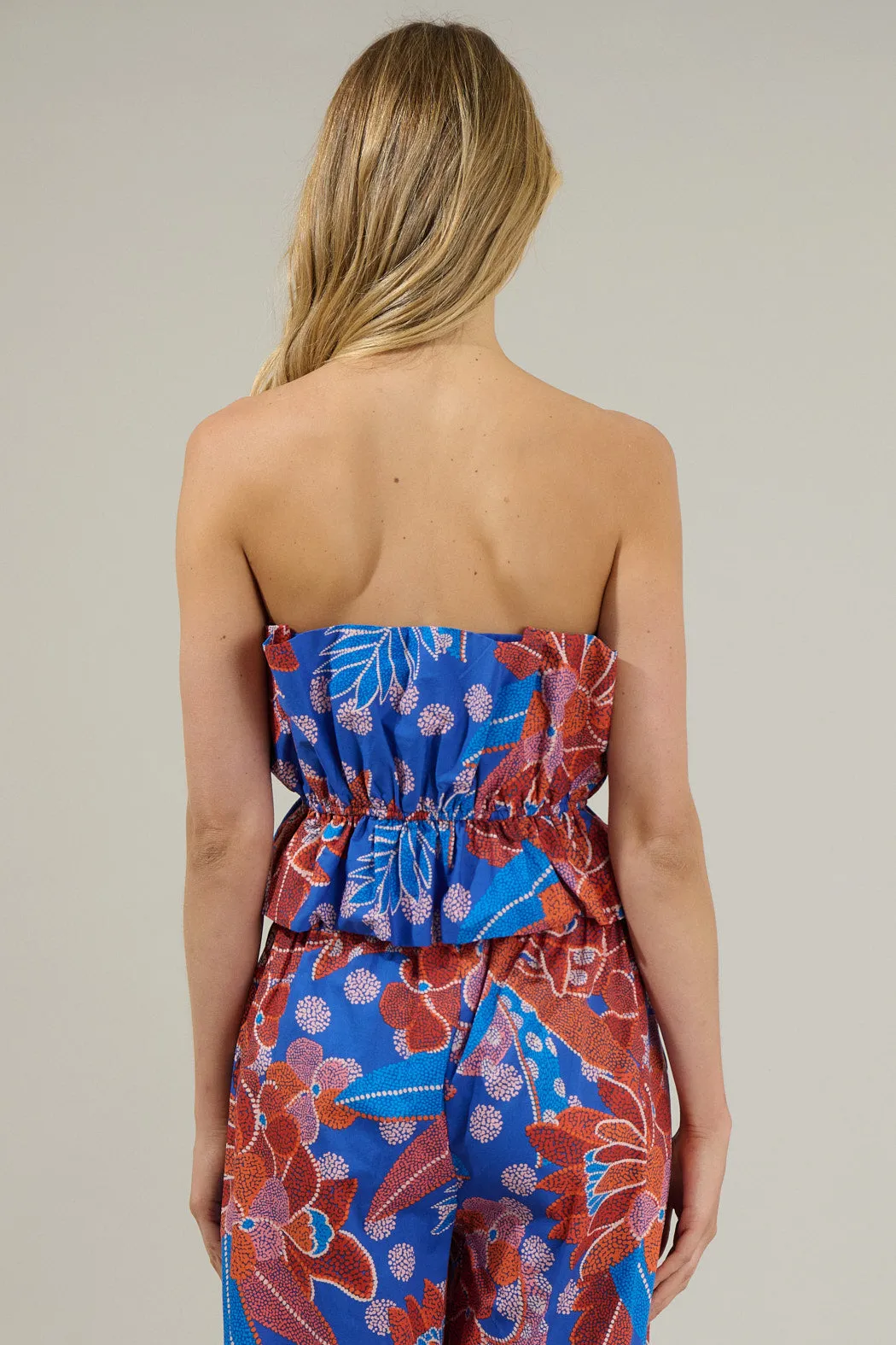 Amazonia Blue Floral Ruffle Tank Top sold by Sugarlips product image thumbnail 2