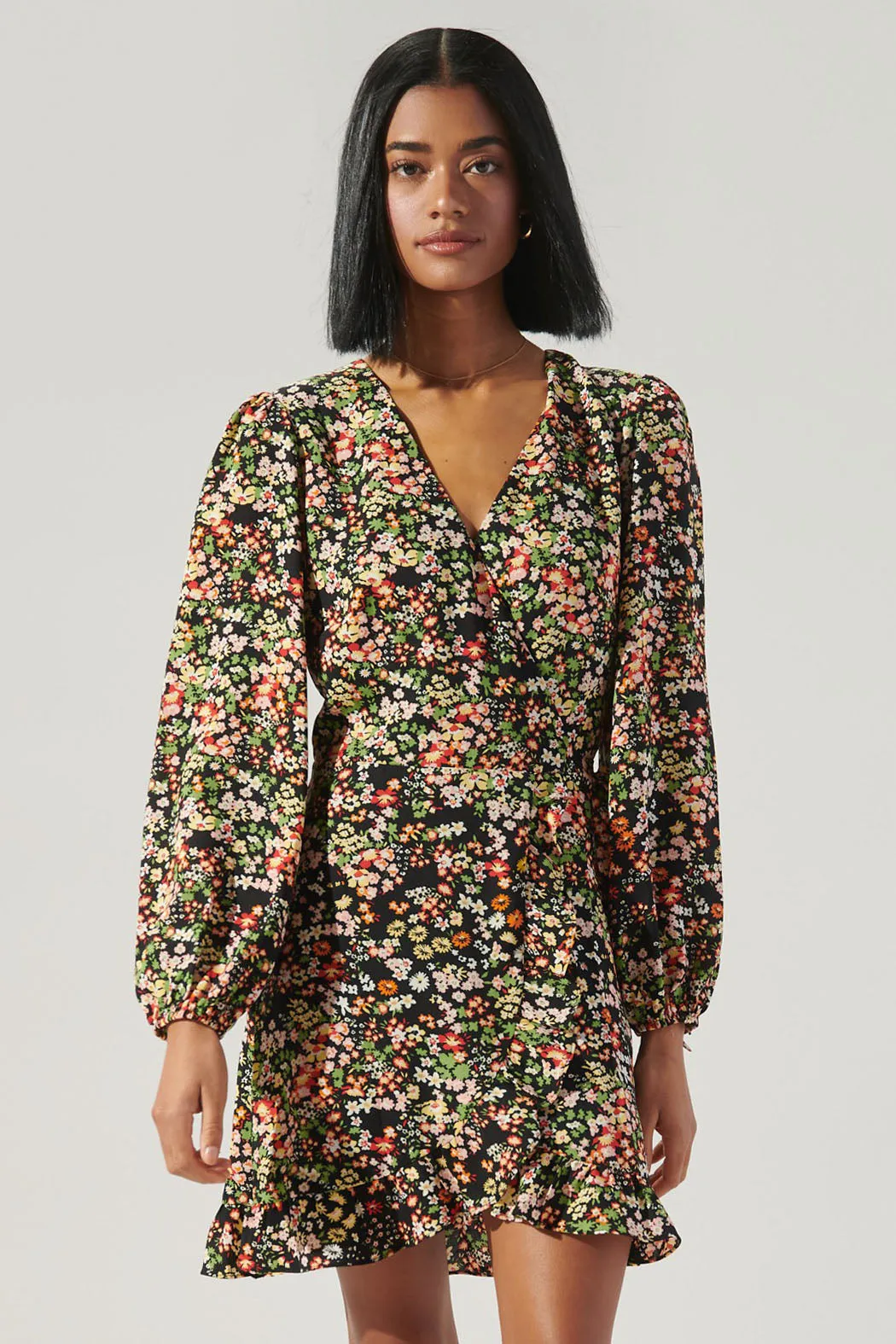 Malta Wildflower Mini Wrap Dress sold by Sugarlips