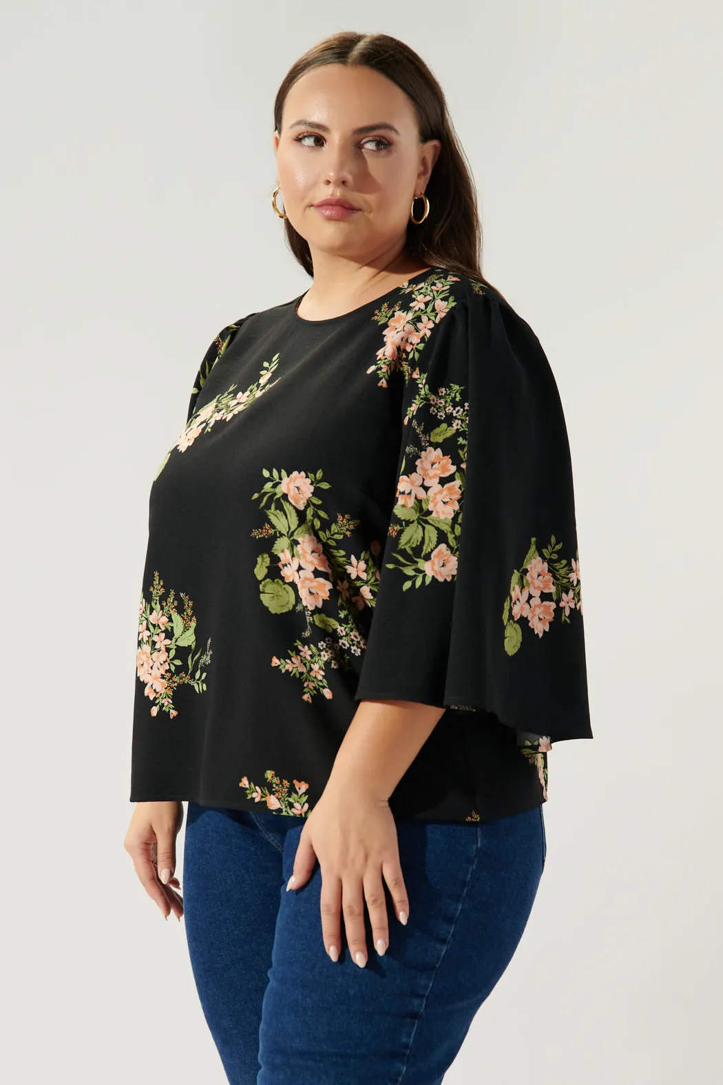 Jasleen Floral Lital Flutter Sleeve Top Curve sold by Sugarlips product image thumbnail 3