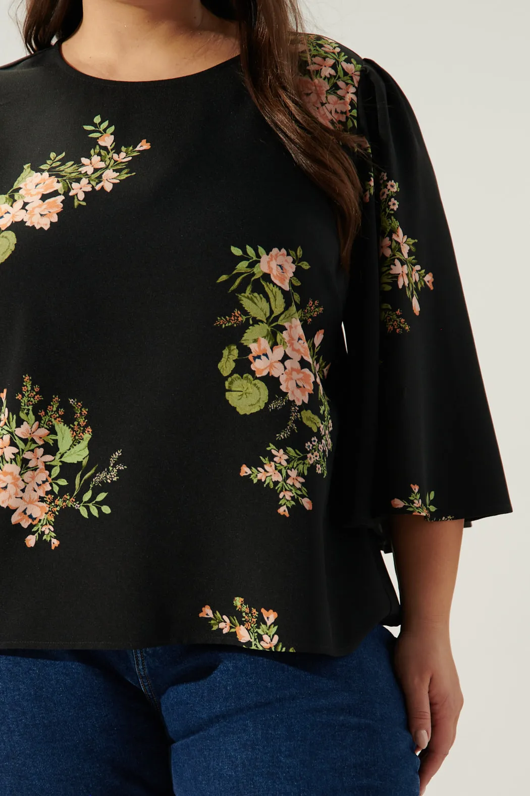 Jasleen Floral Lital Flutter Sleeve Top Curve sold by Sugarlips product image thumbnail 5