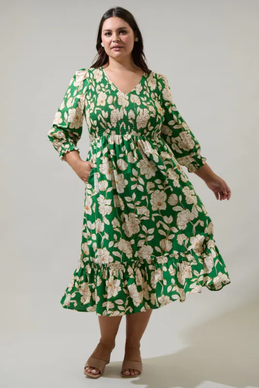 Lucena Floral Lemy Poplin Midi Dress Curve sold by Sugarlips