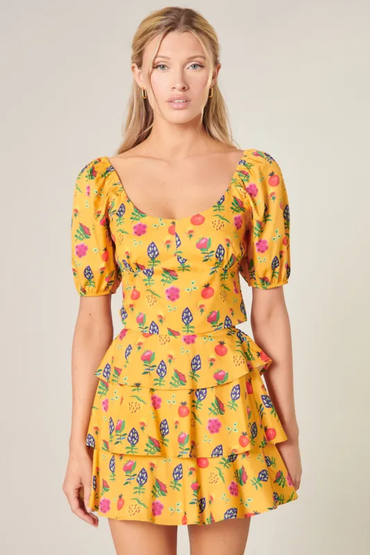 Tutti Frutti Puff Sleeve Crop Top sold by Sugarlips