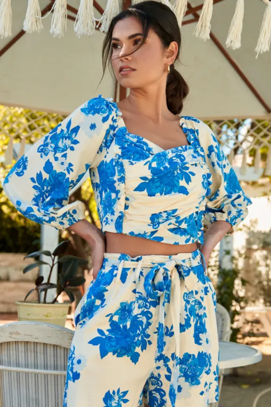 Azure Kona Floral Sweetheart Crossover Top sold by Sugarlips