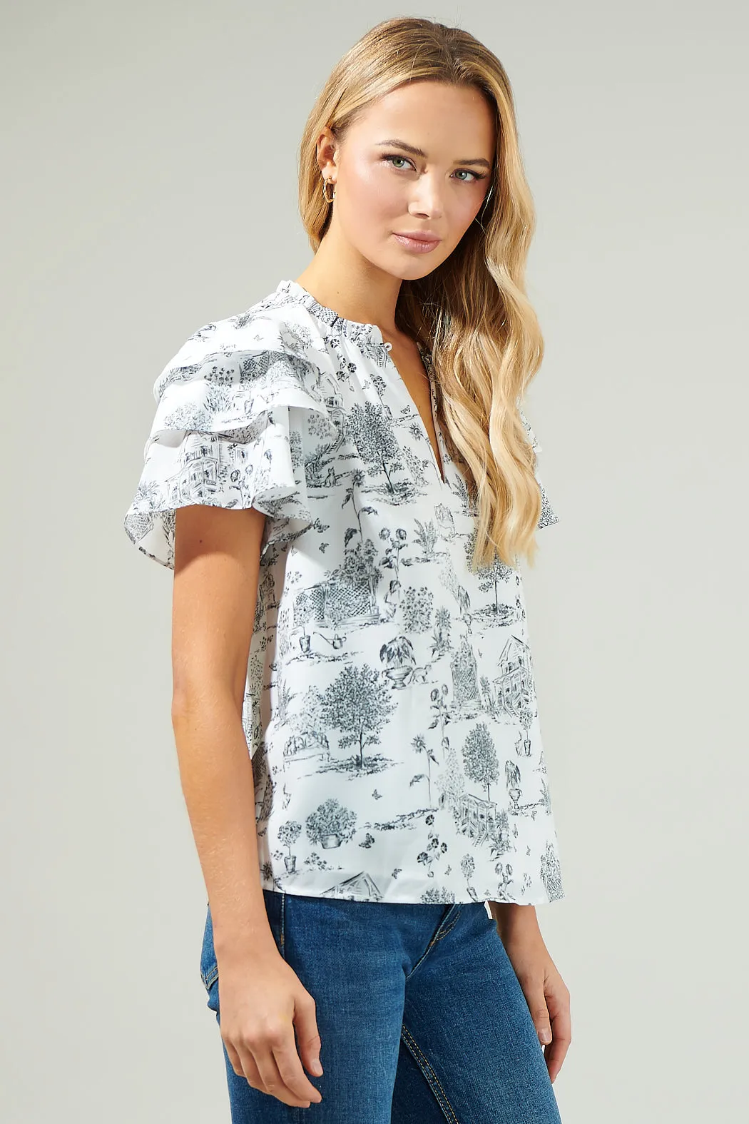 Renzo Toile Ruffle Blouse sold by Sugarlips product image thumbnail 3