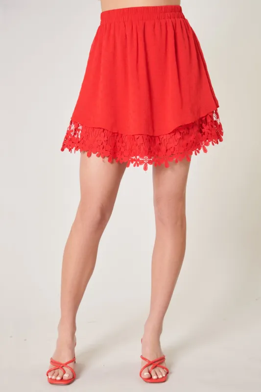 Kismet Lace Chiffon Dot Flared Mini Skirt sold by Sugarlips