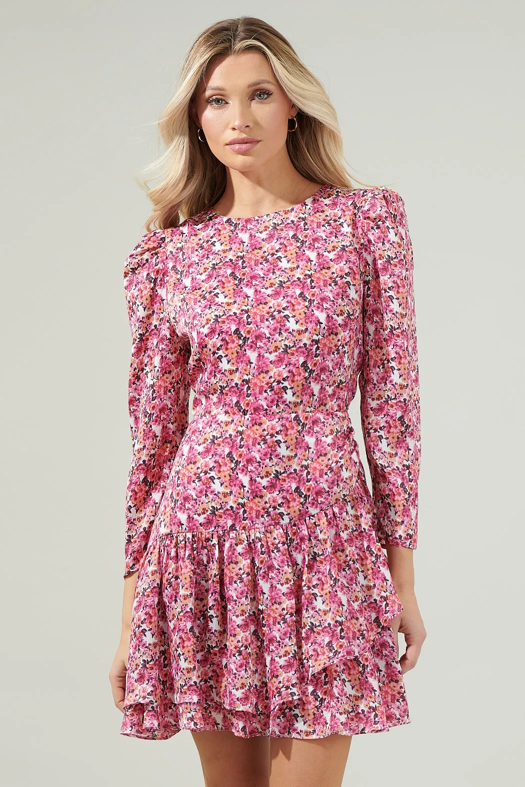 Aura Floral Ruffle Mini Dress sold by Sugarlips