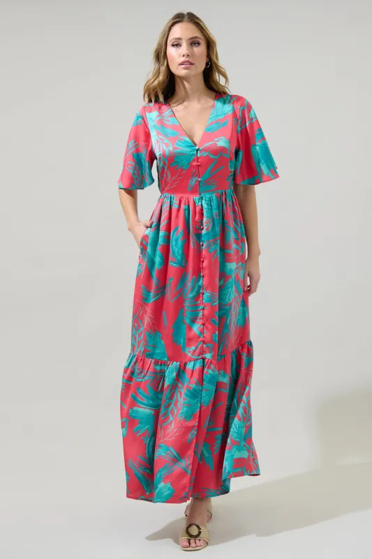 Palm Tropics Pismo Button Down Flutter Maxi Dress sold by Sugarlips