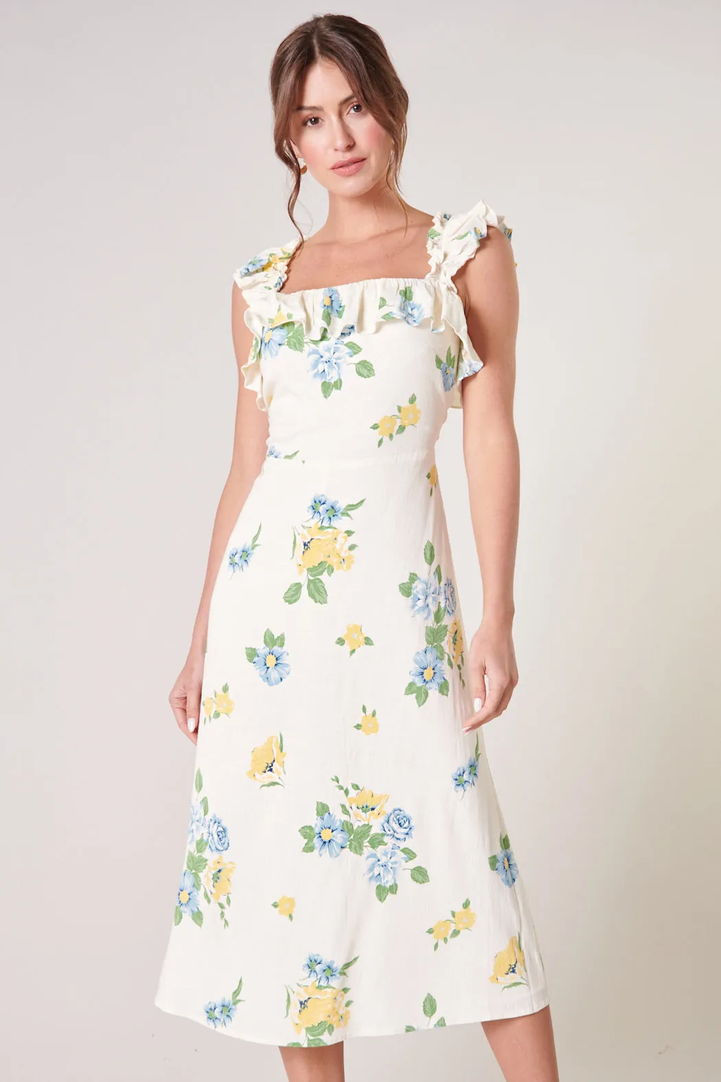 Zula Floral Ruffle Trim Milo Midi Dress sold by Sugarlips product image thumbnail 2