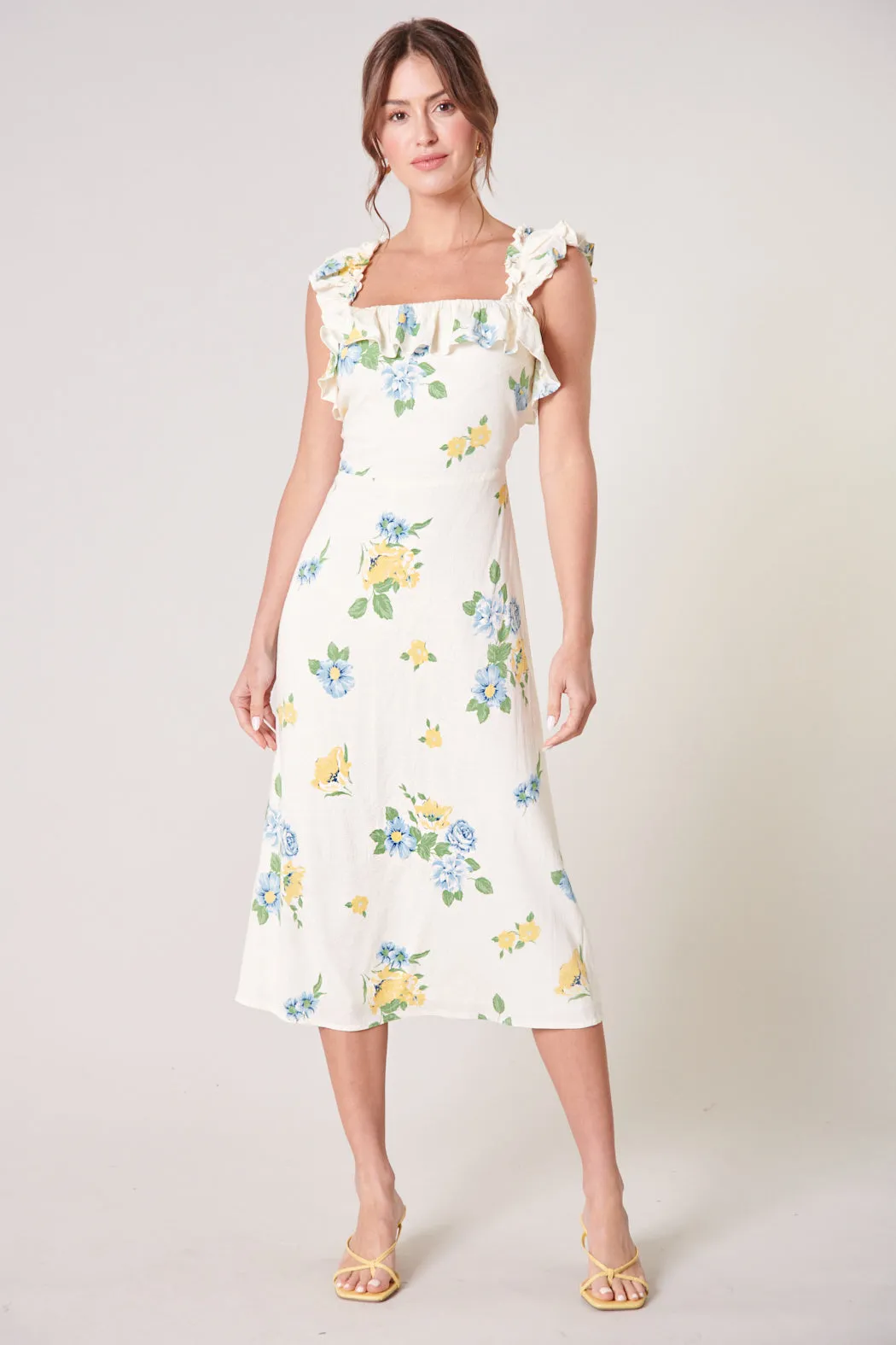 Zula Floral Ruffle Trim Milo Midi Dress sold by Sugarlips product image thumbnail 5