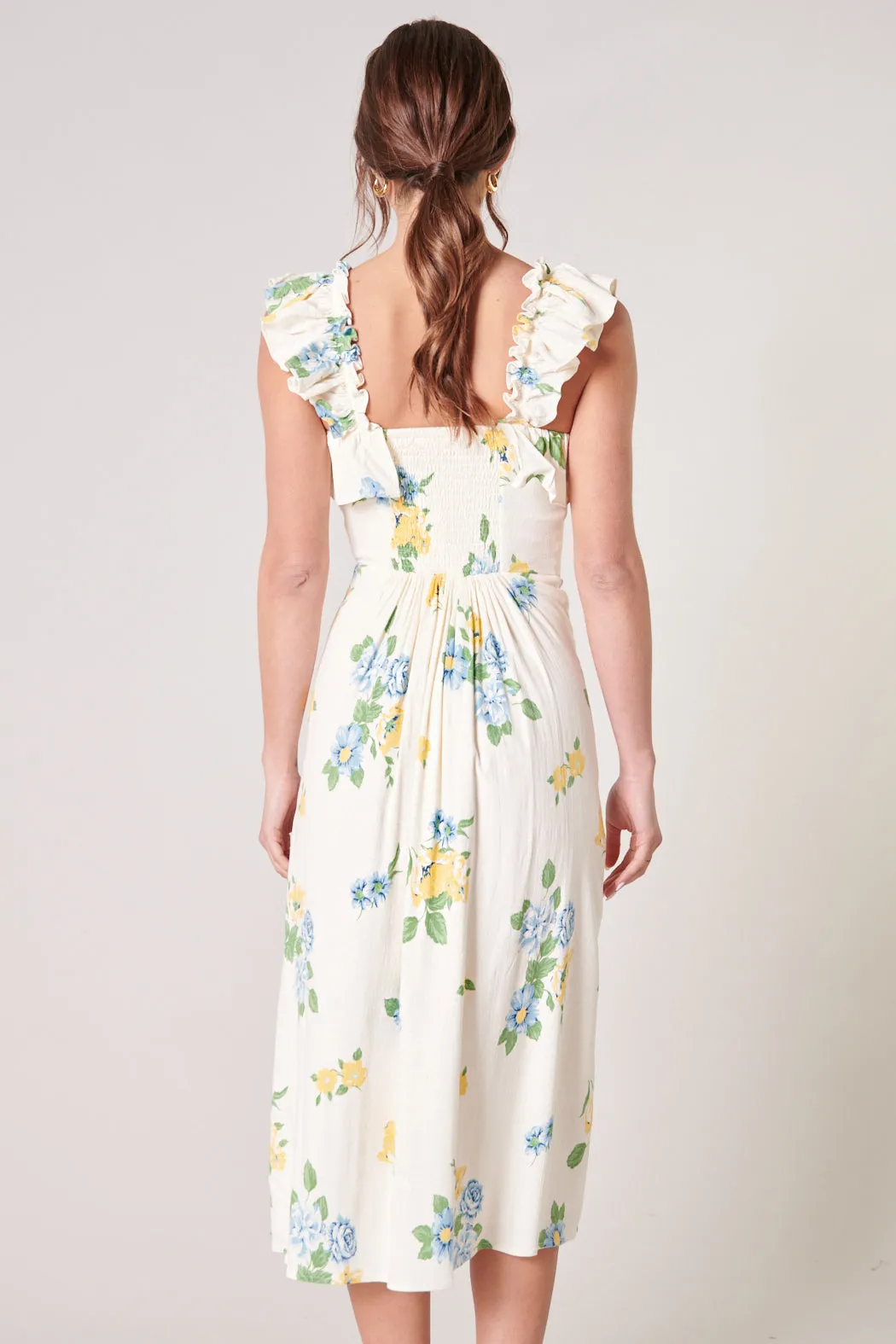 Zula Floral Ruffle Trim Milo Midi Dress sold by Sugarlips product image thumbnail 3