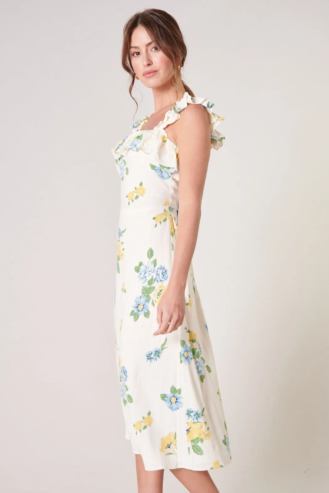 Zula Floral Ruffle Trim Milo Midi Dress sold by Sugarlips product image thumbnail 4