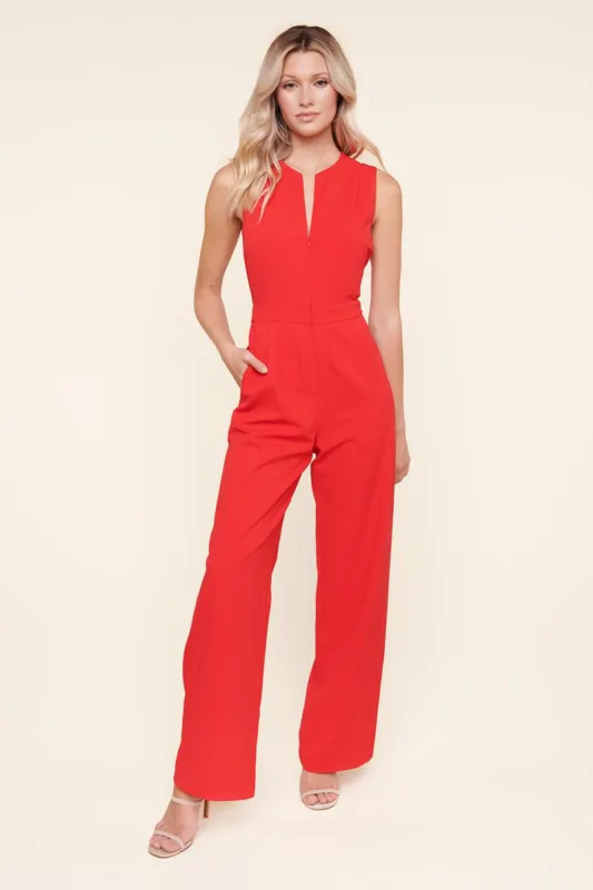 Genevieve Sleeveless Zipper Front Jumpsuit sold by Sugarlips