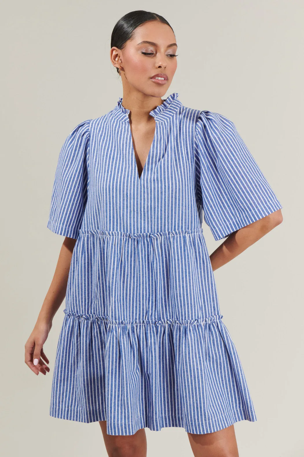 Dixie Stripe Split Neck Shift Dress sold by Sugarlips product image thumbnail 5