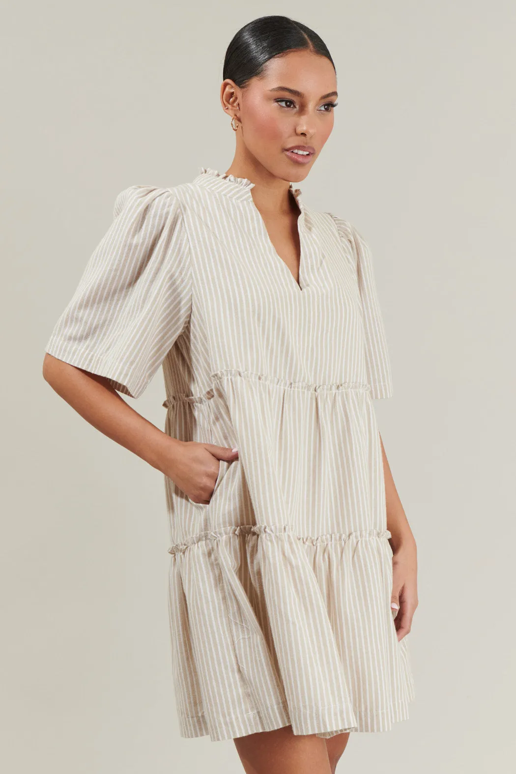 Dixie Stripe Split Neck Shift Dress sold by Sugarlips product image thumbnail 3