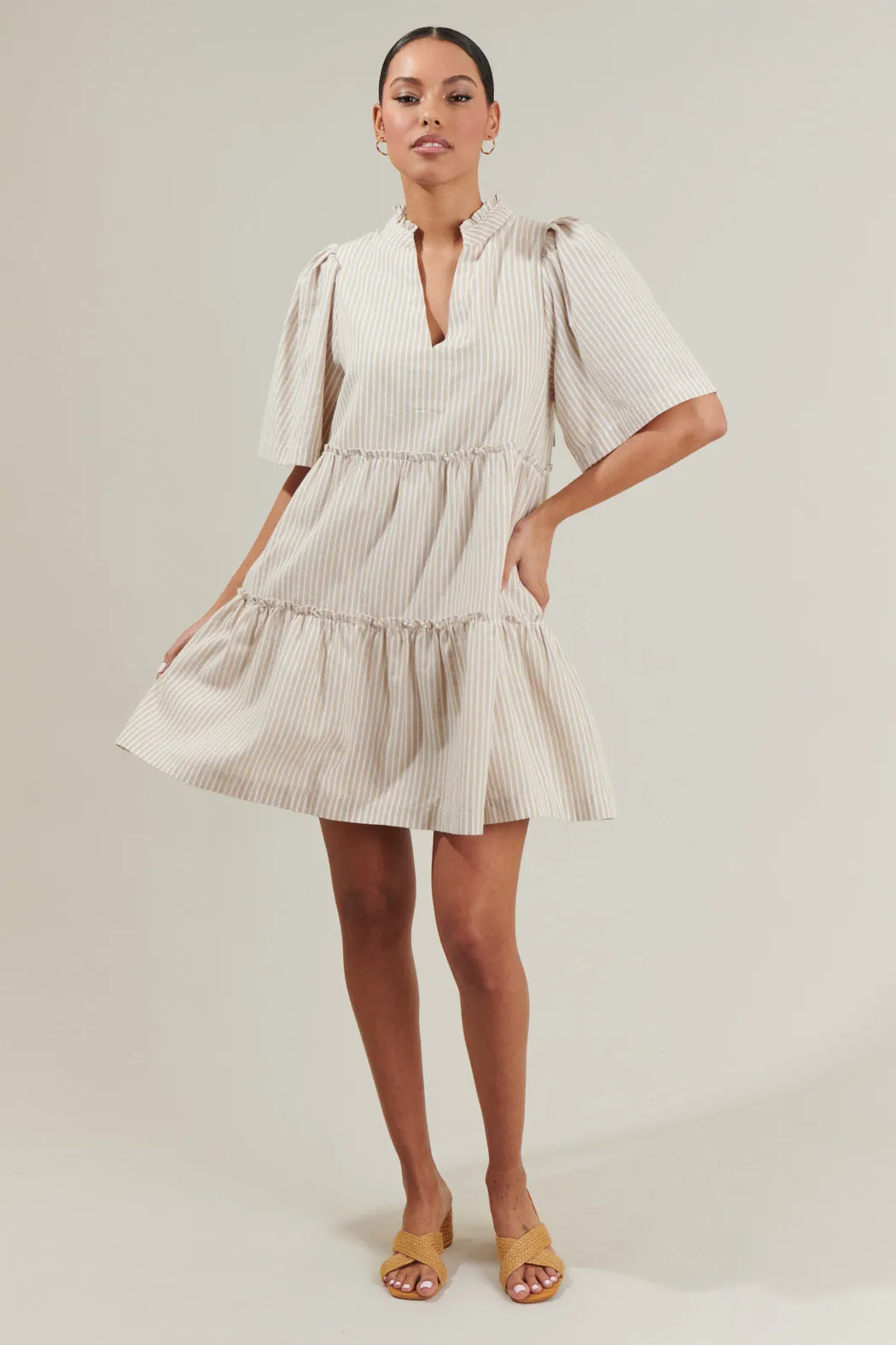 Dixie Stripe Split Neck Shift Dress sold by Sugarlips product image thumbnail 4