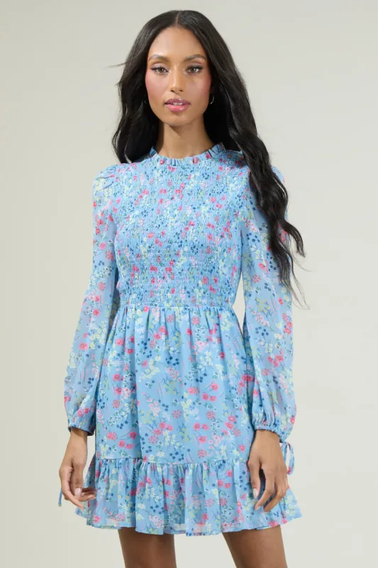 Alicia Floral Smocked Mini Dress sold by Sugarlips