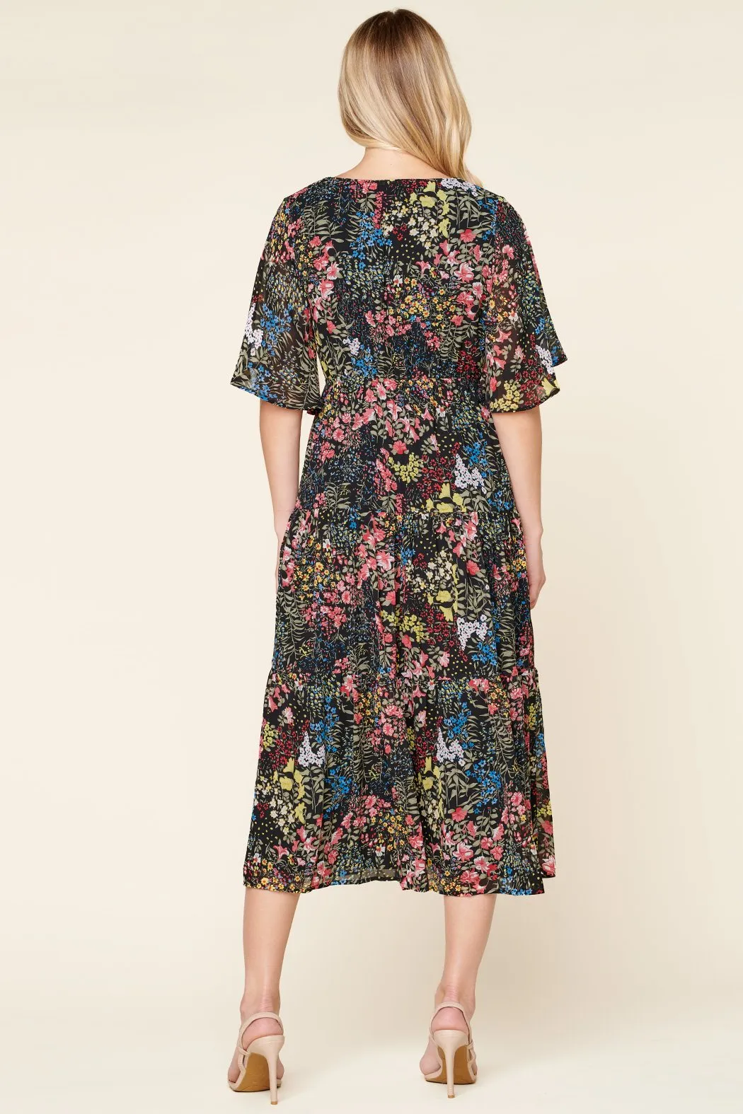 High Hopes Floral Flouncy Sleeve Tiered Maxi Dress sold by Sugarlips product image thumbnail 2