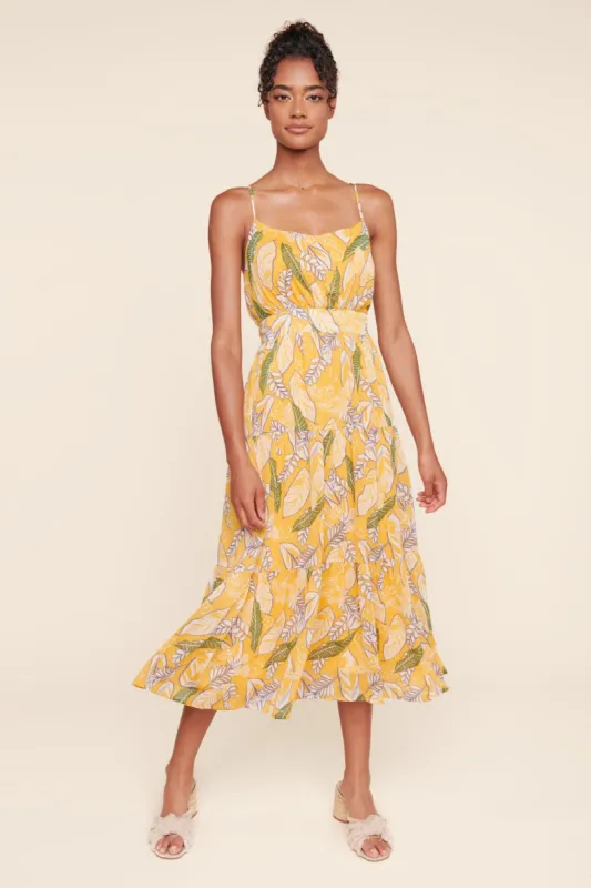 Paradiso Tropical Tiered Midi Dress sold by Sugarlips