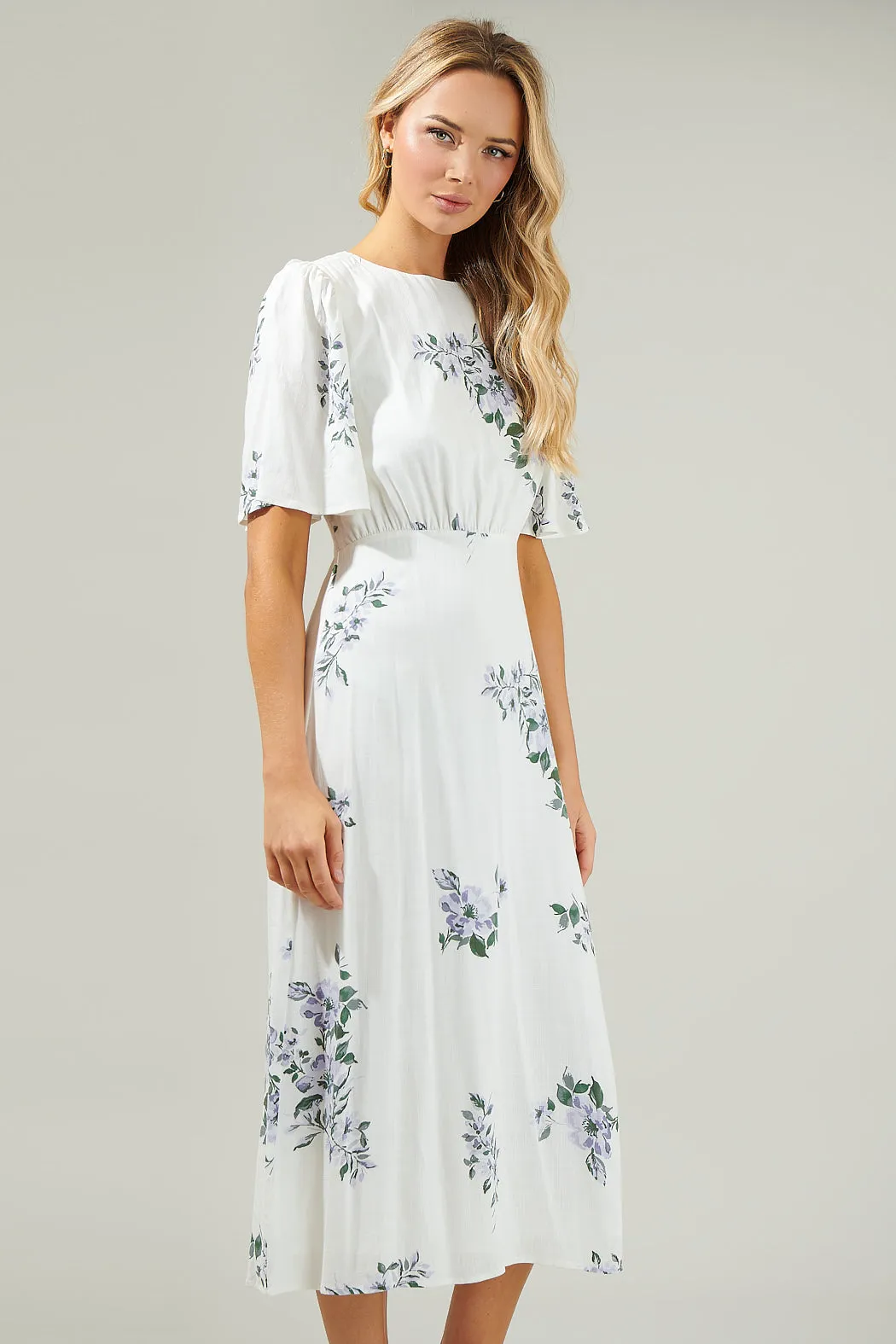 Porto Floral Smocked Midi Dress sold by Sugarlips product image thumbnail 4