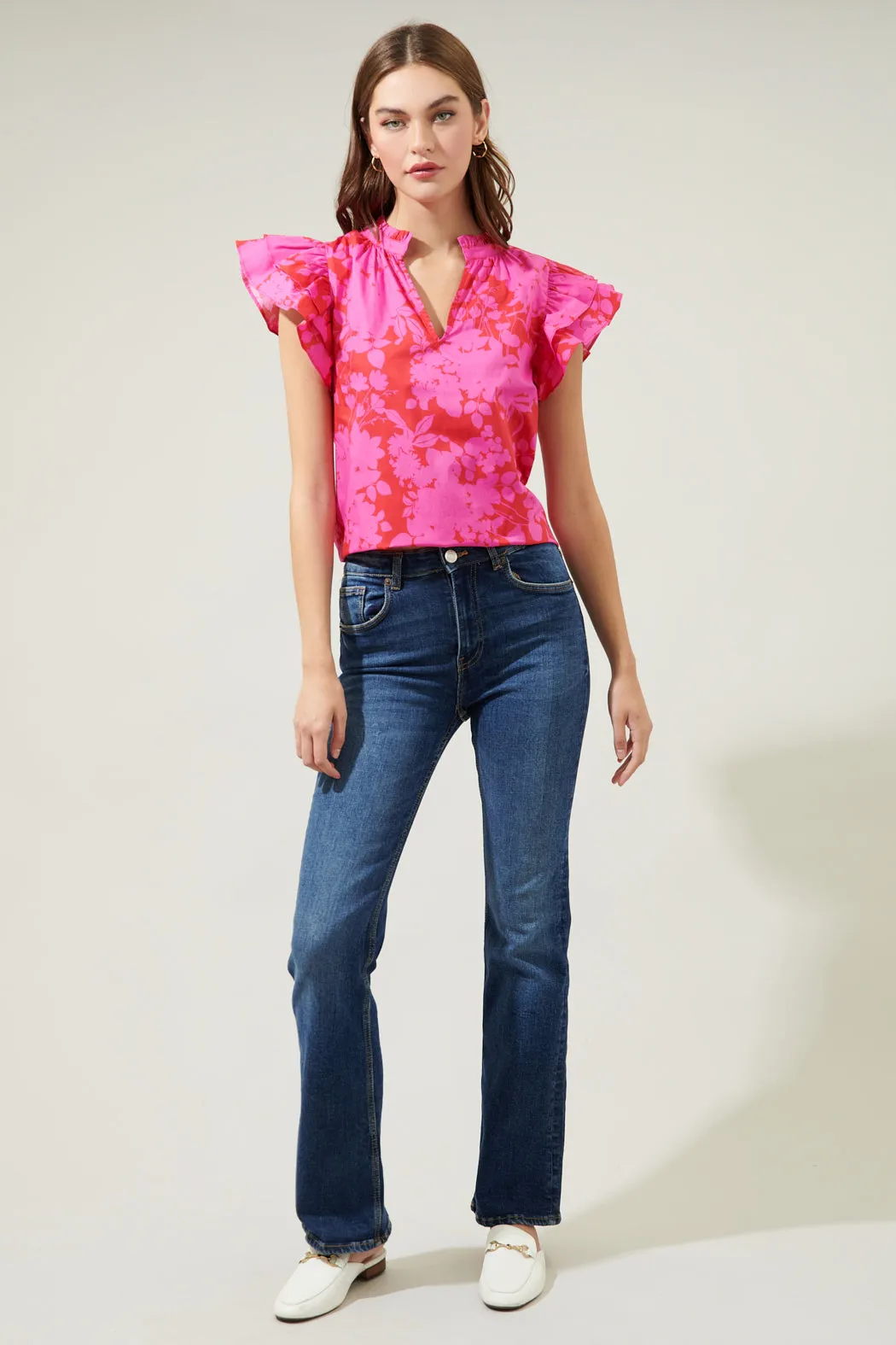 Blissa Floral Ruffle Sleeve Top sold by Sugarlips product image thumbnail 4