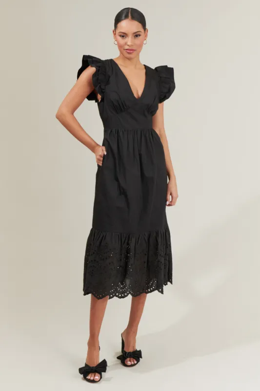Zayla Poplin Eyelet Midi Dress sold by Sugarlips