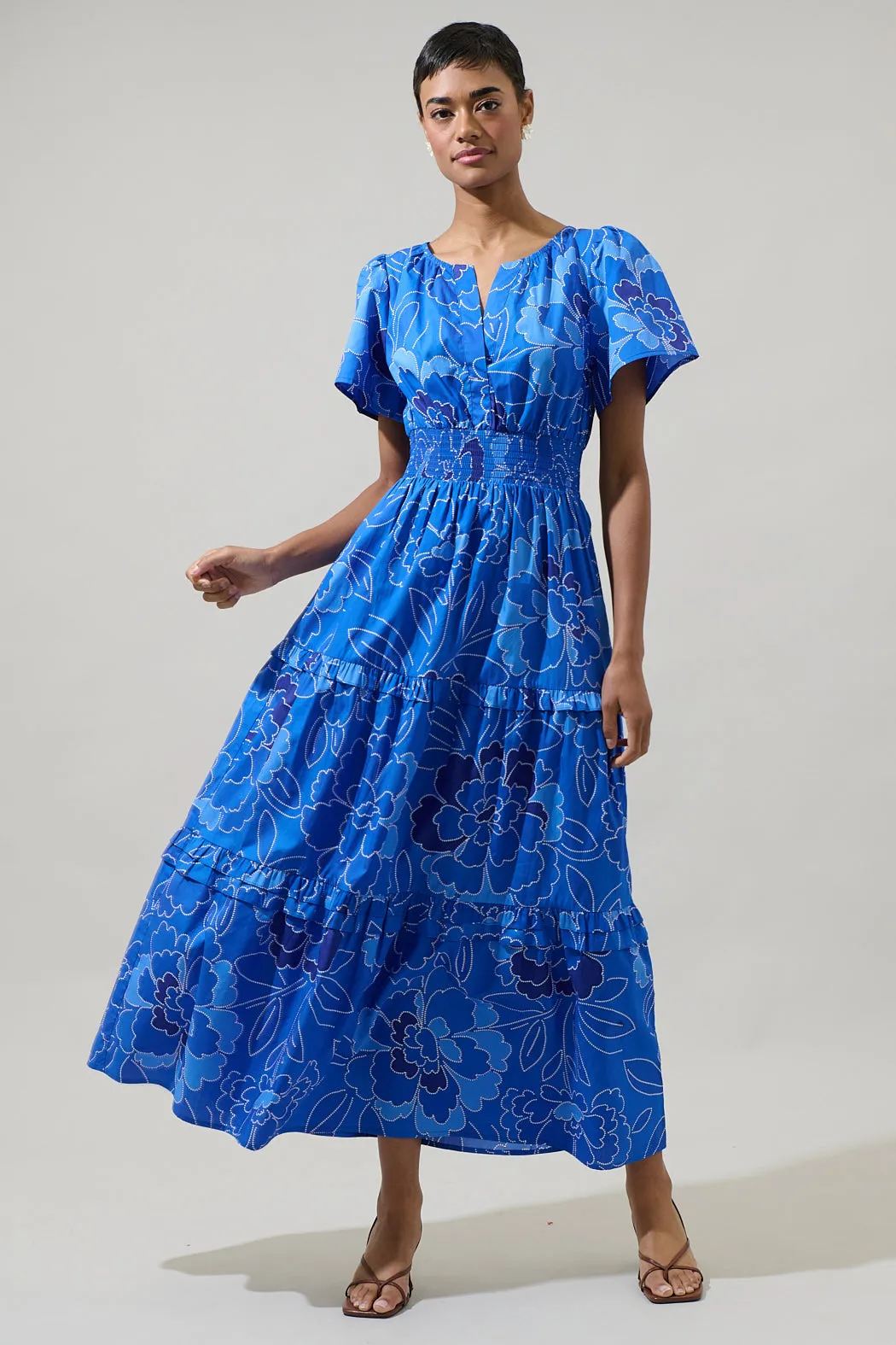 Maris Floral Palmer Poplin Tiered Maxi Dress sold by Sugarlips product image thumbnail 5