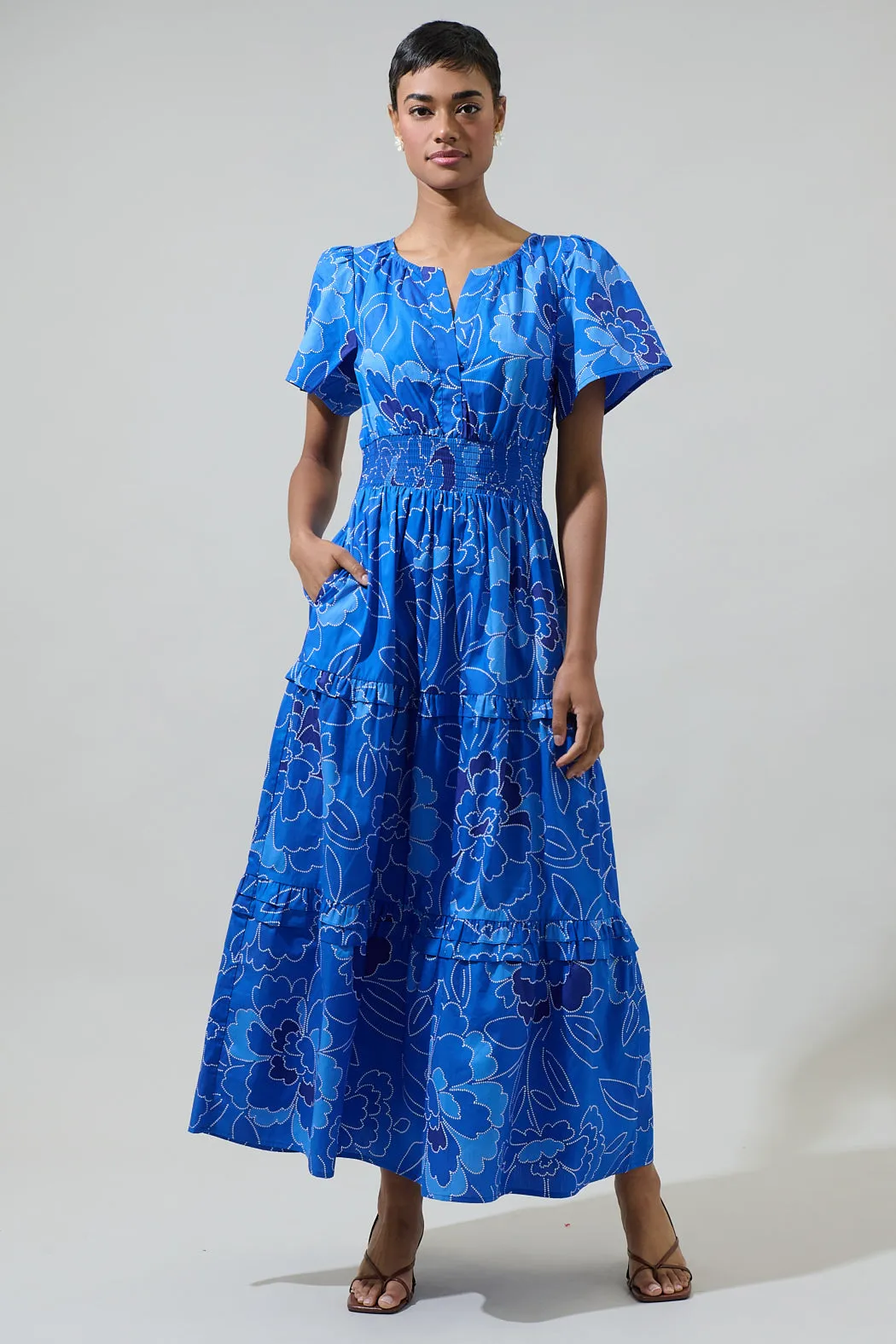 Maris Floral Palmer Poplin Tiered Maxi Dress sold by Sugarlips product image thumbnail 2