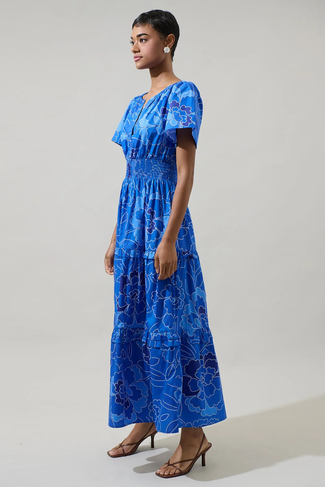 Maris Floral Palmer Poplin Tiered Maxi Dress sold by Sugarlips product image thumbnail 4